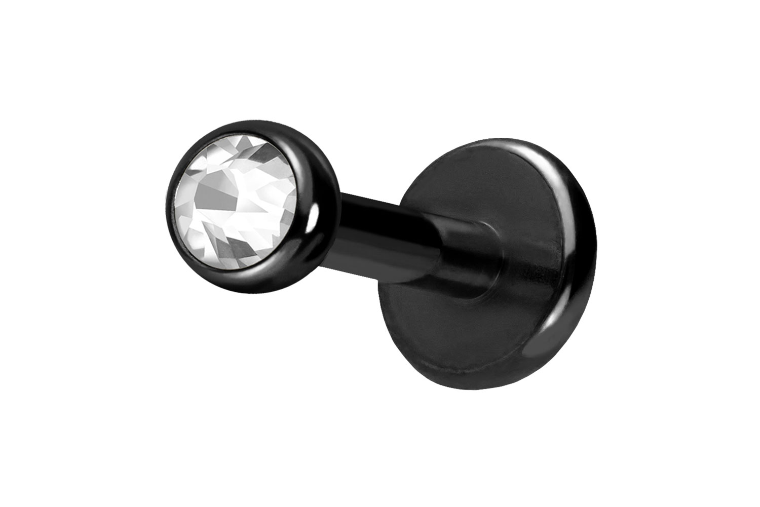 Titan Labret Piercing mit Push Fit KRISTALL